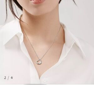 Tiffany & Co. Open Heart Elsa Peretti 16 mm Pendant with Blue Pouch